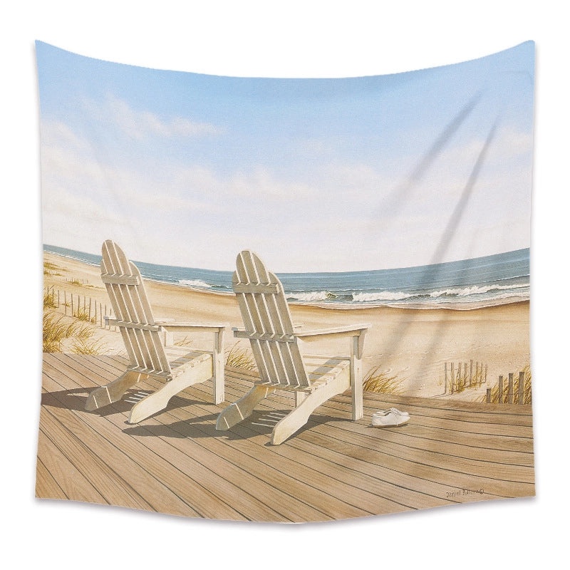 Sea View Tapestry Wall Hanging Decor Beach Background Cloth Art|Home Decor Wall Art