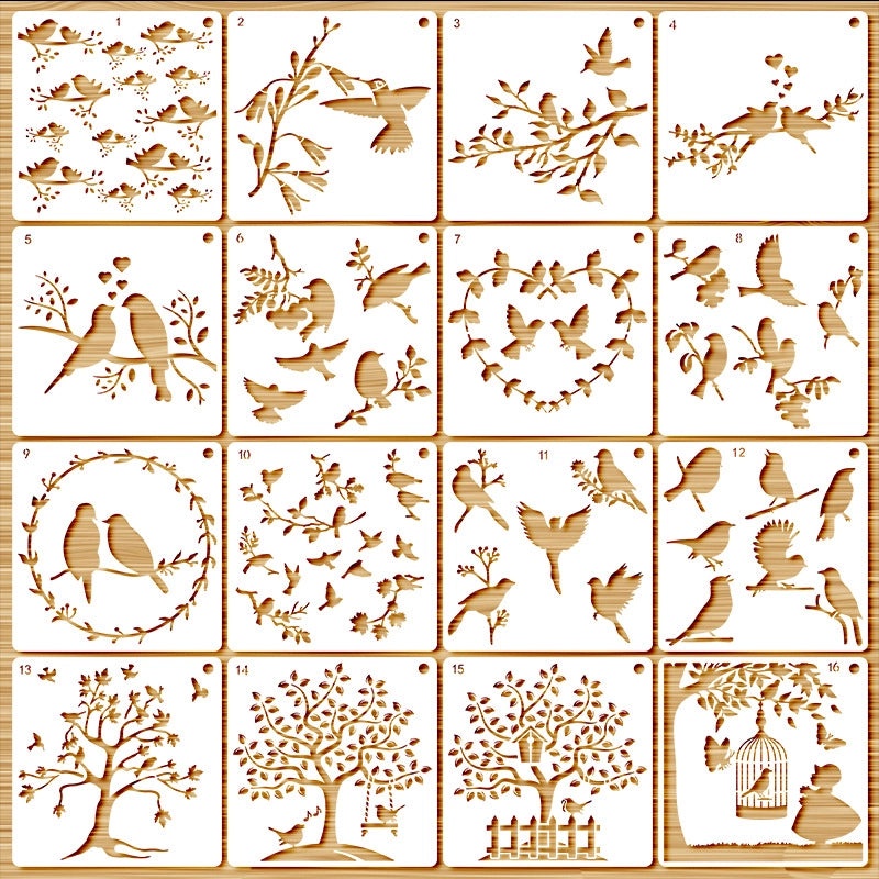 Plant and Animal Painting Template DIY Flower Graffiti Hollow PET Board for Leak Word Art | Art Supplies