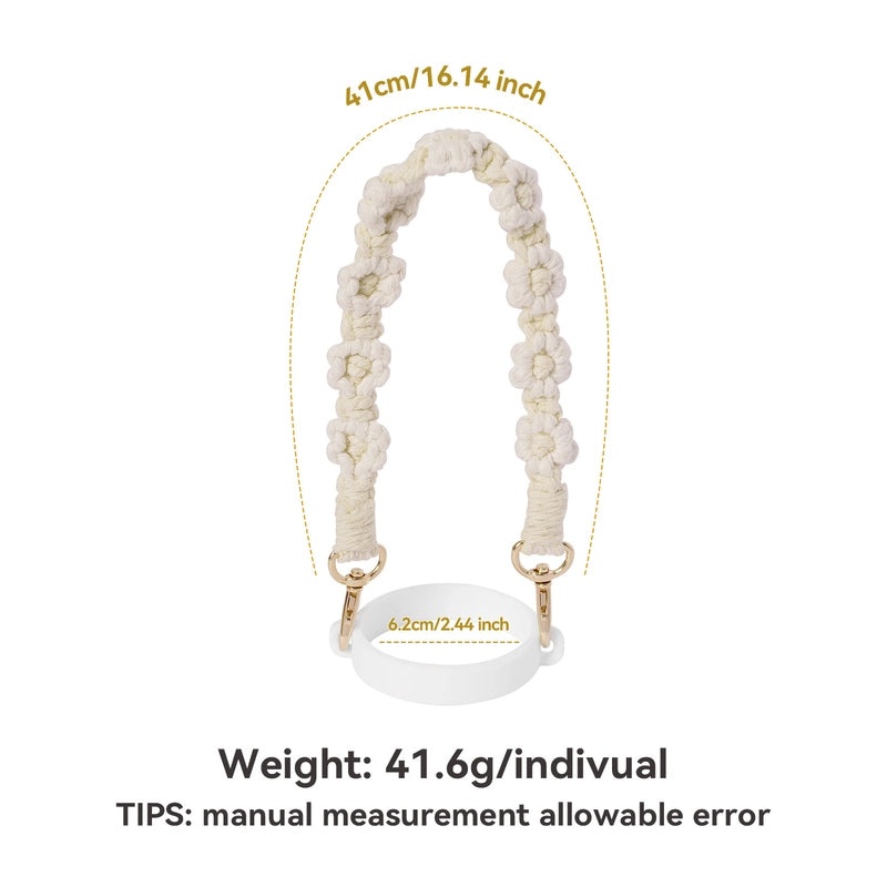 Floral Cotton Rope Silicone Cup Sleeves for Casual Use|Drinkware Accessories