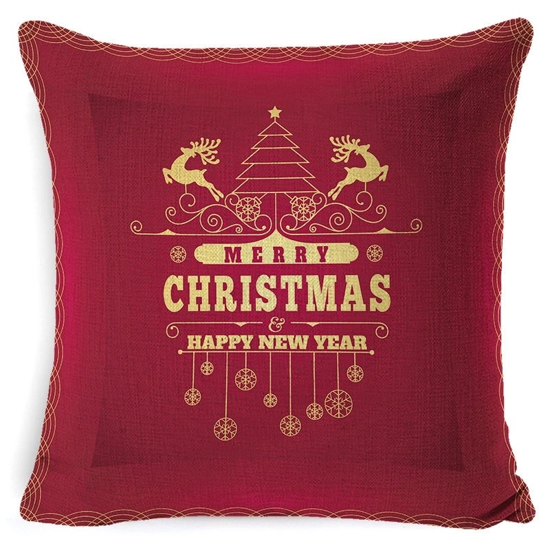 Christmas Linen Pillow Cover for Living Room Office Car Sofa Waist Cushion|Home Decor Cushions