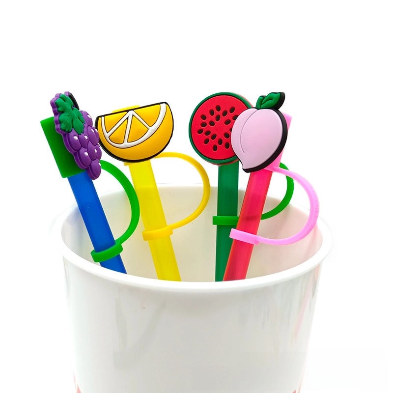 Cute Fruit Plant Silicone Straw Cap Dust Cover Personalized PVC Drink Straw Sleeve|Drinkware Accessories