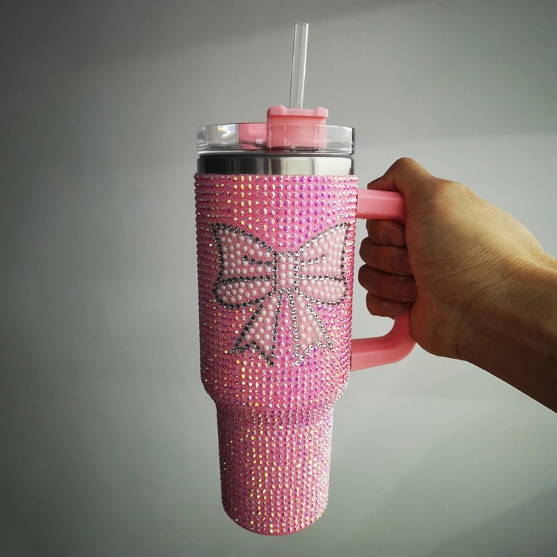 Stainless Steel Thermos Cup with Cute Bow Knot Design 304 Grade | Drinkware & Tumblers
