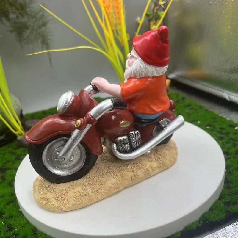 American Style Motorcycle Riding Dwarf Resin Sculpture for Home Garden Decor|Home Decor & Garden Ornaments
