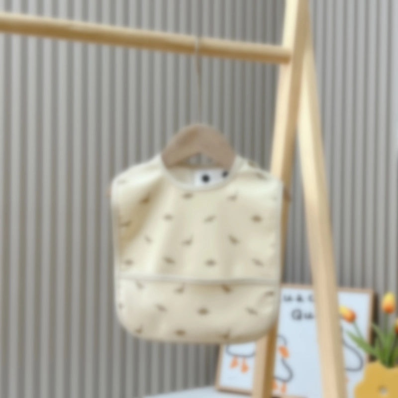 Waterproof Baby Bib with Cartoon Print Sleeveless PU Spit Bag Soft Infant Feeding Accessory|Baby Accessories