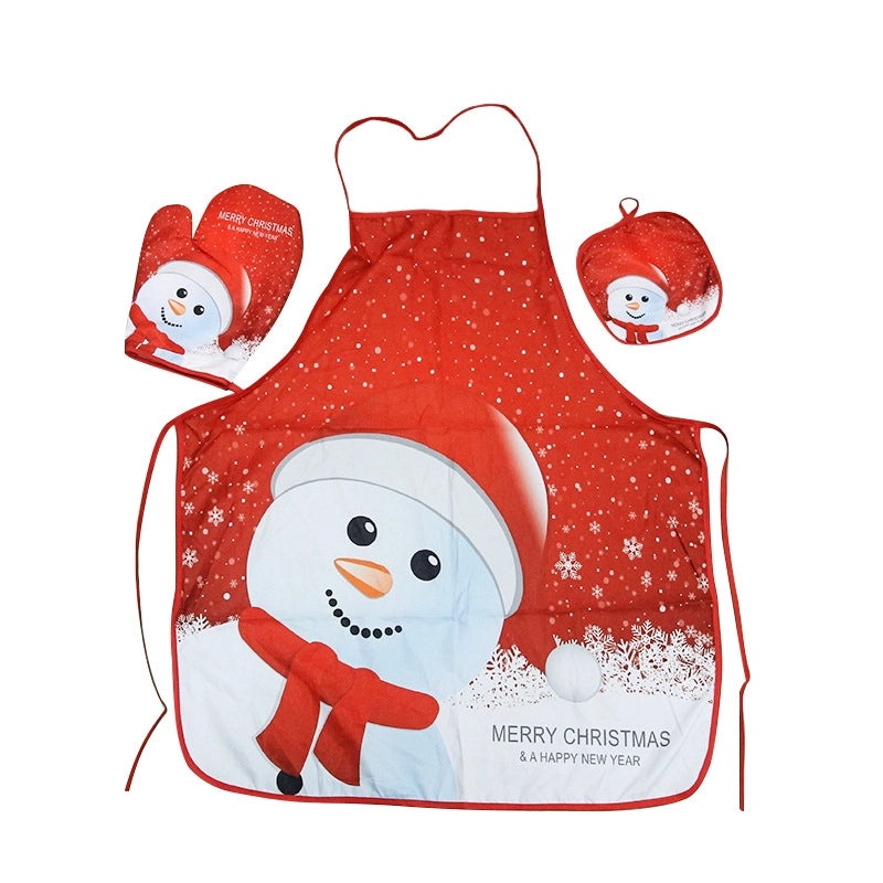 Christmas Cartoon Fabric Heat-resistant Gloves and Placemat Set|Kitchen Accessories