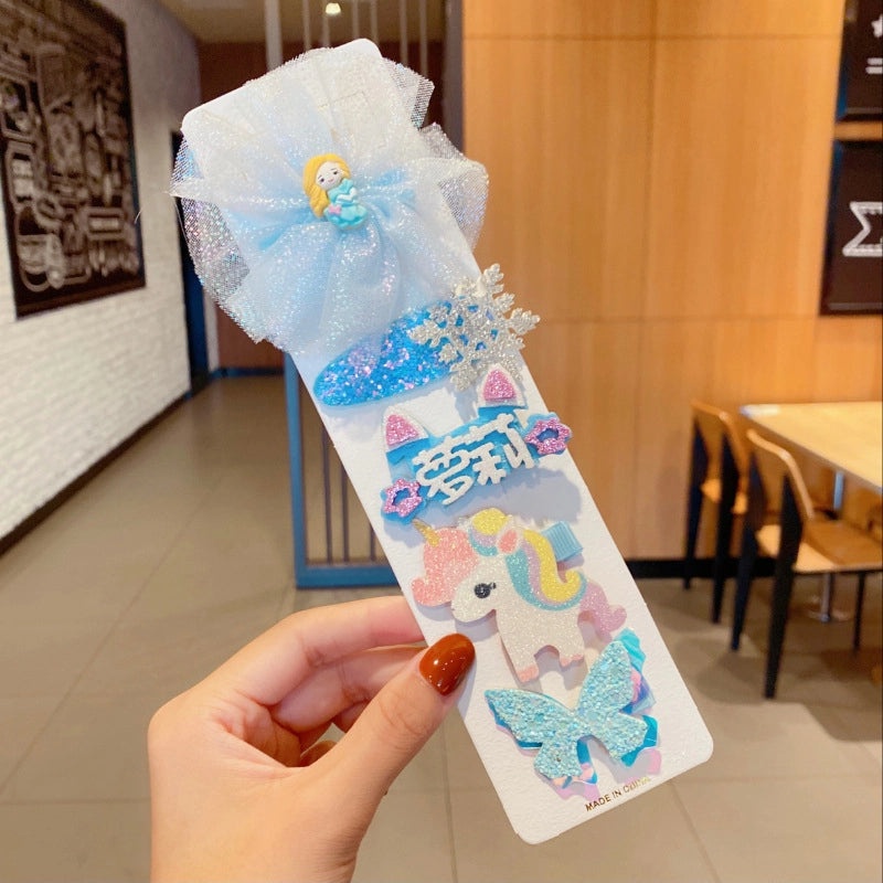 Children's Cartoon Bow Hairpin Set | Kids Hair Accessories