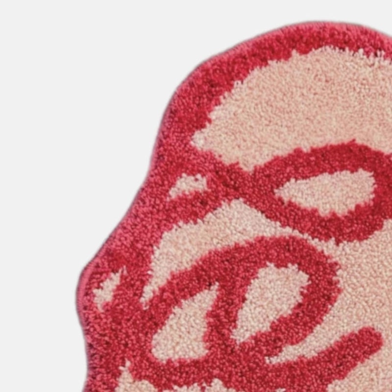 Elegant Heart Letter Pattern Polyester Bath Mat for Bathroom | Bath Rugs & Mats