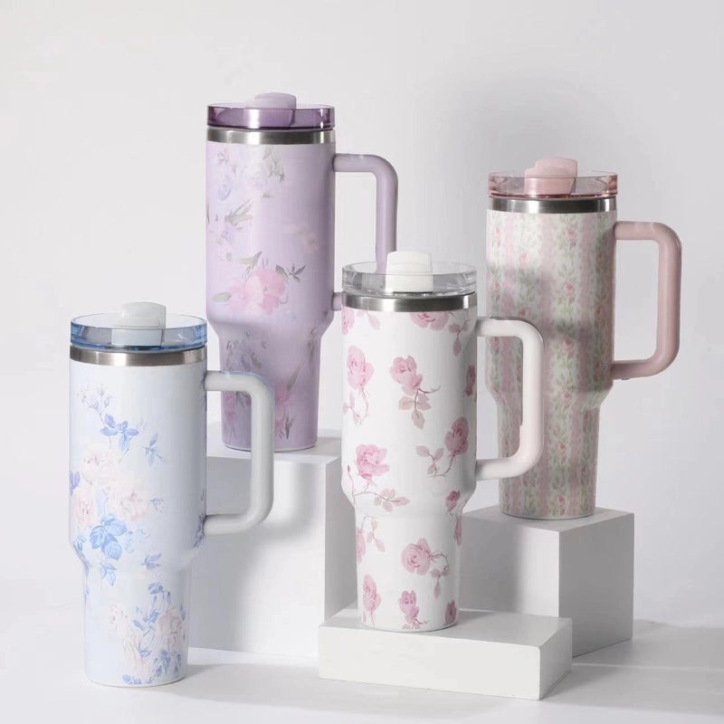 Elegant Floral 304 Stainless Steel Thermos Flask 350ml | Drinkware & Travel Mugs