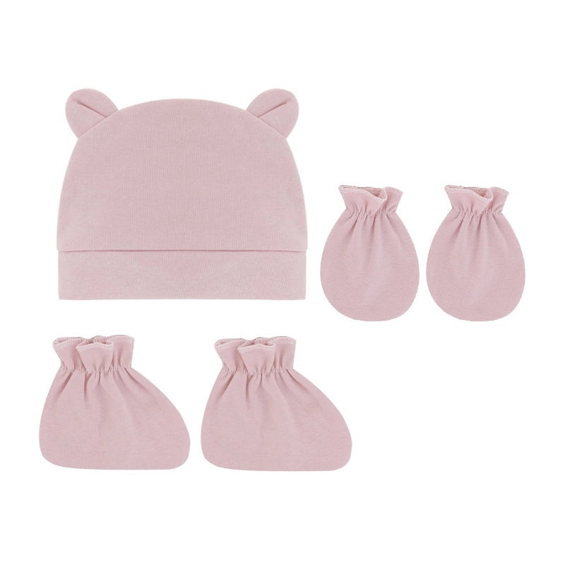 Newborn Baby 3 Piece Set Solid Color Hat Gloves and Foot Cover 0-3 Months|Baby Accessories
