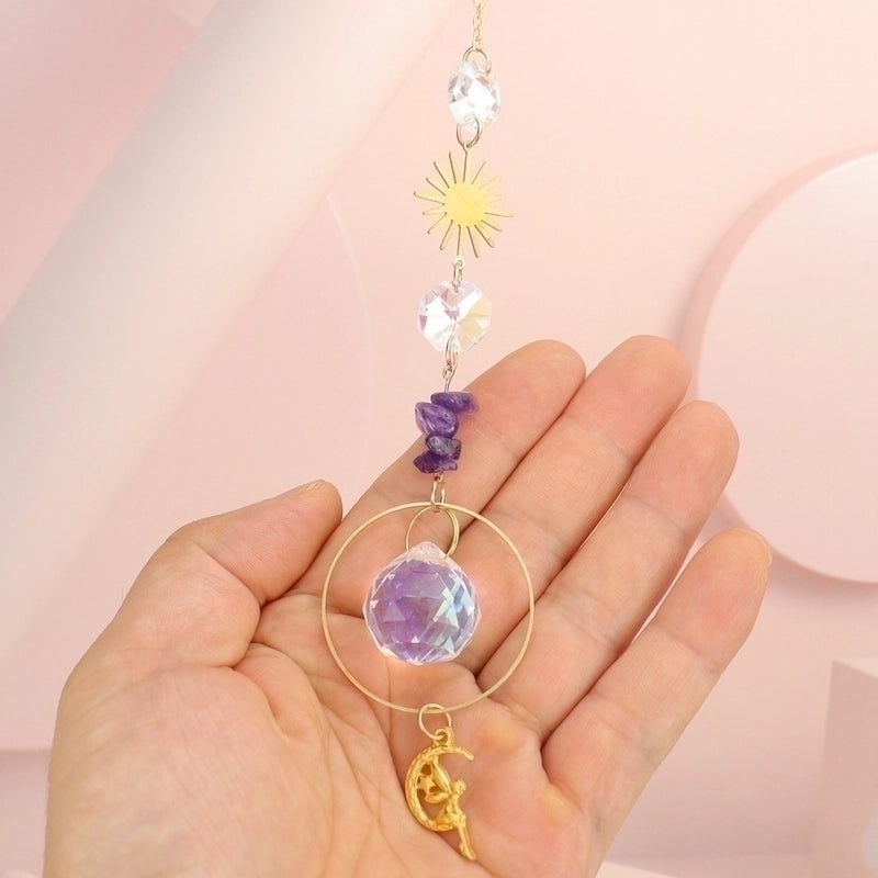 Elegant Sun and Moon Elf Pendant with Artificial Crystal and Agate | Fashion Jewelry