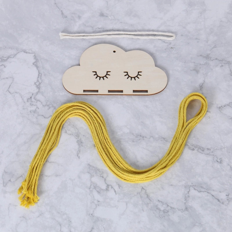 Nordic Style Cloud Wood Chip Hair Clip Holder with Decorative Wall Pendant | Hair Accessories Storage