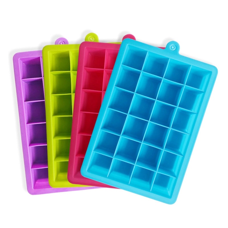 Silicone 24-Square Ice Cube Mold with Lid for Home Use | Kitchen & Dining Accessories