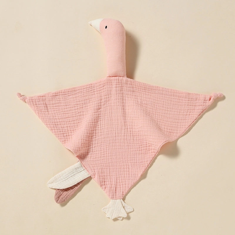 Wrinkled Cotton Gauze Baby Towel with Little Swan Hand Puppet | Baby Bedding & Bath Accessories