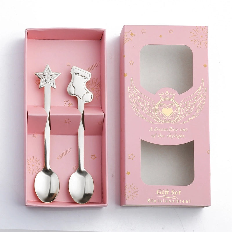 Festive Cartoon Stainless Steel Christmas Tableware Set for Kids | Kitchen & Dining