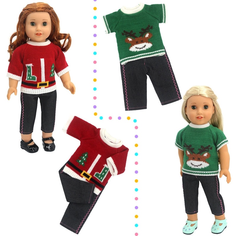 18 Inch Baby Doll Clothes for 43cm Dolls Autumn Winter Christmas Fox Theme Thick Warm Outfit|Doll Clothes & Accessories