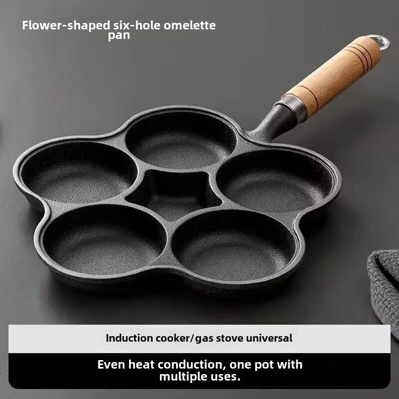 Cast Iron Omelette Pan Deep Non-Stick Egg Hamburger Mold Household Dumpling Pot|Kitchen Cookware
