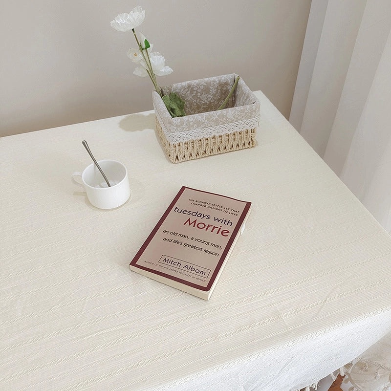 Japanese Style Daisy Cotton Linen Tablecloth Decorative Cloth for Photography Background Coffee Dining TV Cabinet | Home Decor Tablecloths