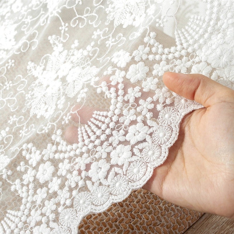 French-style 3D Embroidered Cotton Lace Table Runner for Wedding Decoration|Home Decor Table Linens