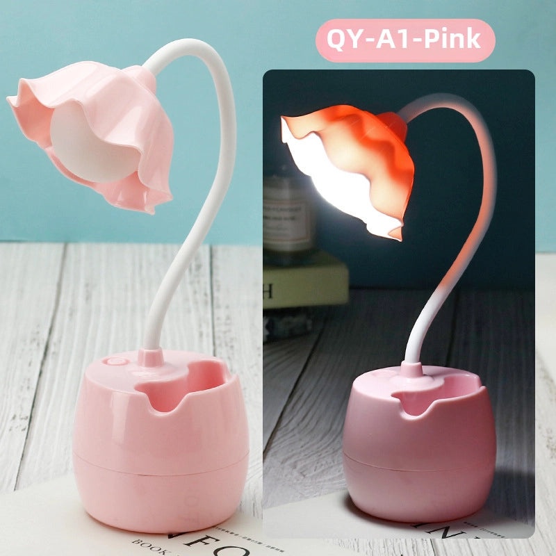 LED Eye Protection Desk Lamp with Pen Holder Small Student Reading Lamp for Bedroom Dormitory Desk|Desk Lamps & Lighting