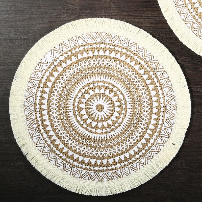 Chinoiserie Style Wooden Placemat for Vacation Dining Solid Color|Home Decor Tableware