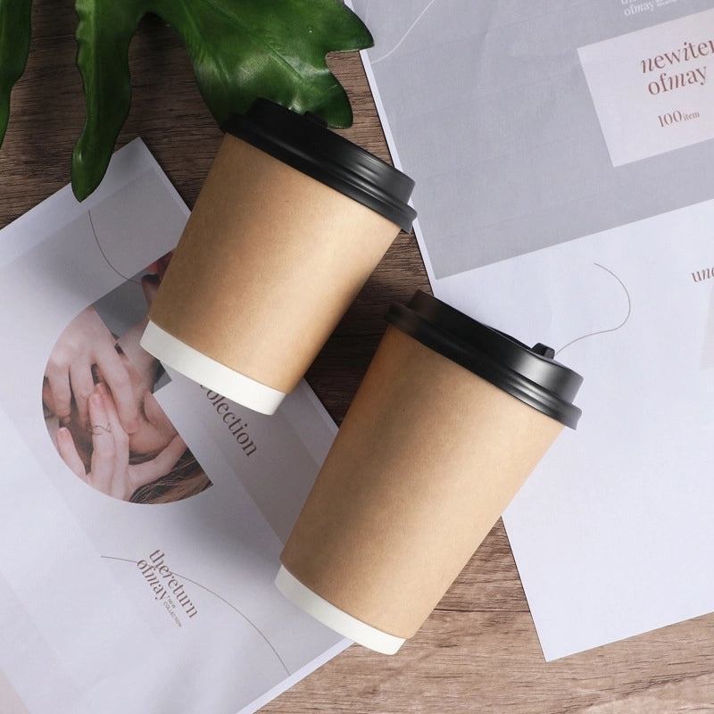 Disposable Double Thick Coffee Cup Customized Kraft Paper Hot Drink Soy Milk Hollow Cup | Coffee & Tea Cups