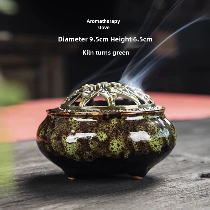 Ceramic Incense Burner Aromatherapy Plate Small Tower Temple Kiln Holder Home Decor|Home Decor & Aromatherapy Accessories