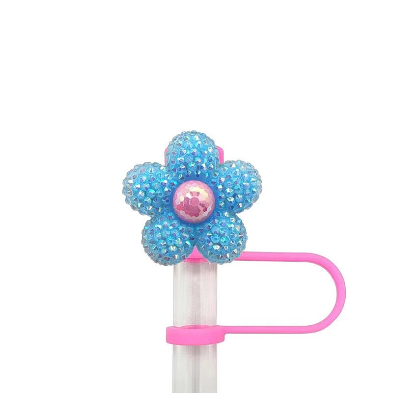 Pastoral Floral Resin Straw Cap Decorative Cover for Drink Bottle | Kitchen & Dining Accessories