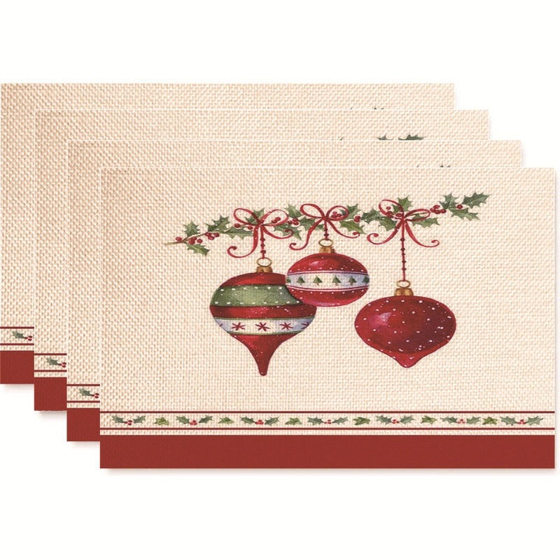 Nordic Christmas Tree Bow Knot Snowflake Linen Cotton Placemat|Home Decor & Tableware