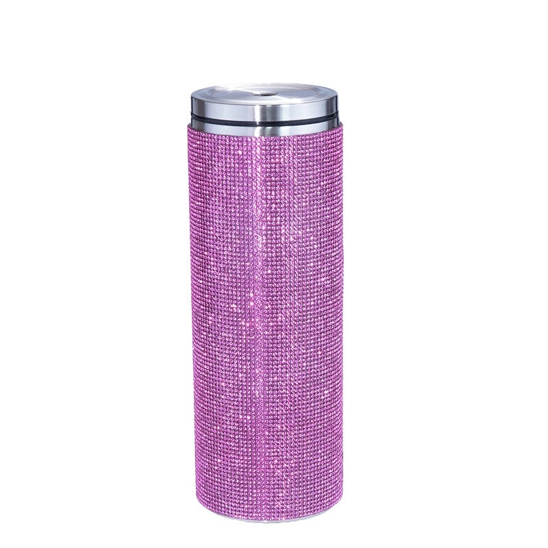 20oz Stainless Steel Straight Diamond Rhinestone Vacuum Straw Coffee Cup | Drinkware & Tumblers