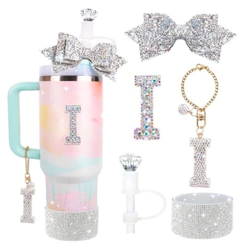 Glamorous Bow Letter Silicone Cup Sleeve Set | Drinkware Accessories