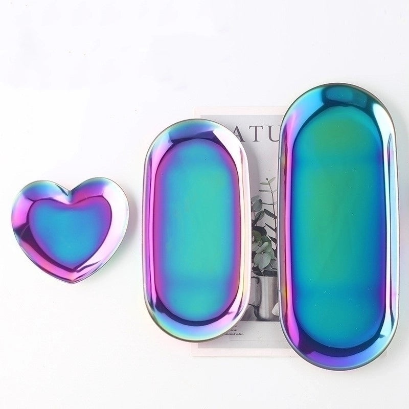 Oval Heart Shaped Stainless Steel Tray for Casual Use | Storage & Organization