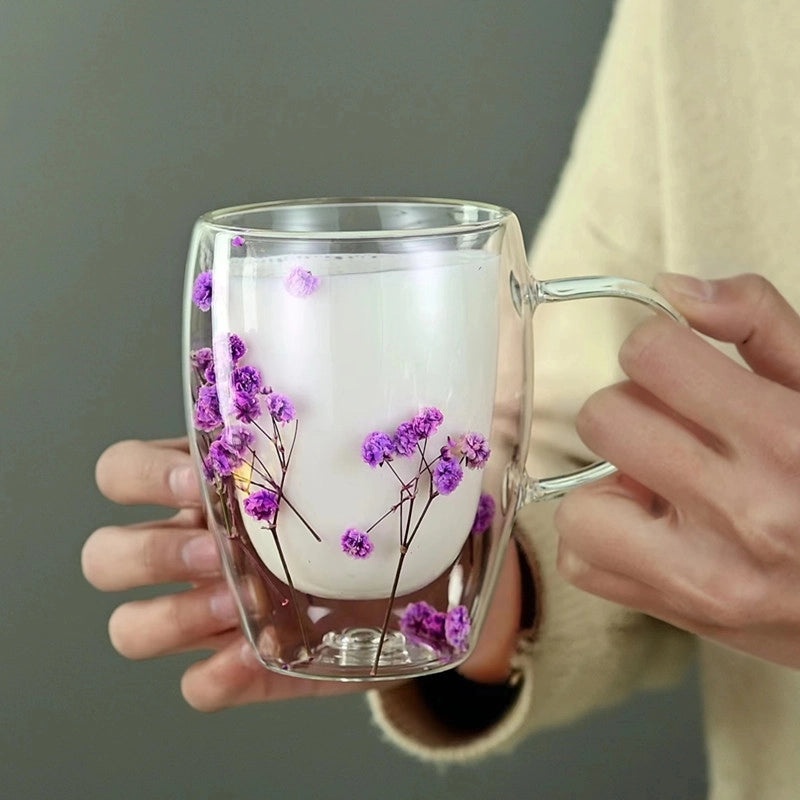 Floral Borosilicate Glass Mug for Vacation & Everyday Use | Drinkware & Mugs