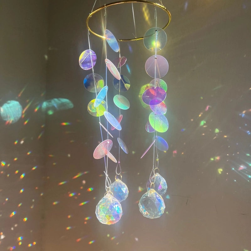 Geometric Crystal Suncatcher Wind Chime Minimalist Wall Decor|Home Decor & Wall Art