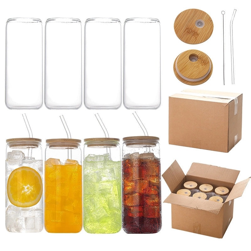 Transparent Borosilicate Glass Straw Cup with Lid for Coke Juice Coffee Milk Tea Cold Drinks | Drinkware & Glassware