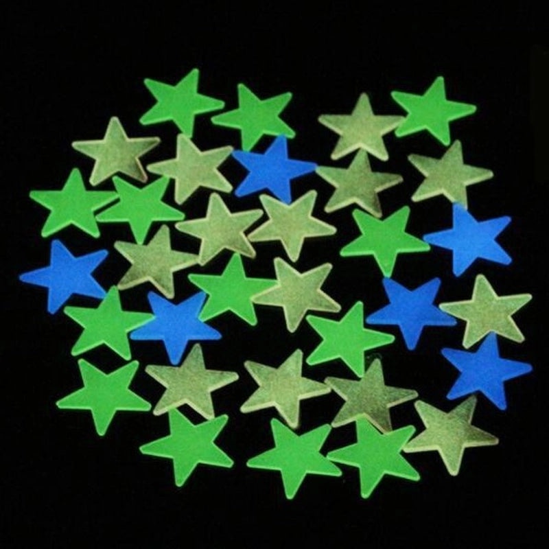 3-8cm Glow in the Dark Star and Moon Wall Stickers for Kids' Rooms, Fluorescent 3D Decorative Decals|Home Decor & Wall Art