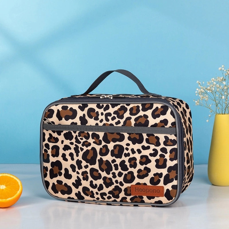 Leopard Print Insulated Lunch Bag Portable Cooler Bag for Students|Lunch Bags
