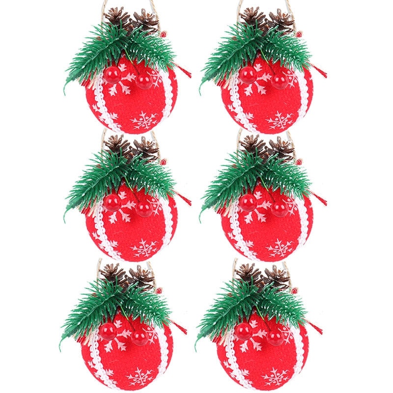 Christmas Plaid Cloth Balls 6cm & 8cm Black White Red Tree Hanging Decorative Ornaments|Christmas Decorations
