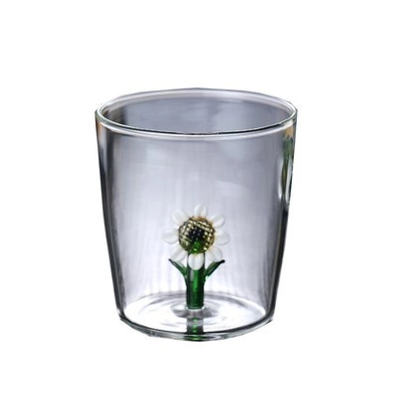Elegant Pastoral Solid Color Flower High Borosilicate Glass Cup - 1 Piece | Glassware & Drinkware