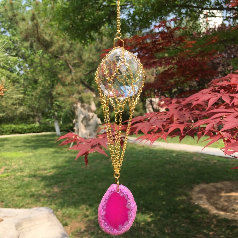 Rustic Geometric Crystal Agate Pendant Wall Art | Home Decor