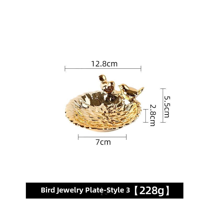 Ceramic Bird Jewelry Tray Cute Dim Sum Plate Creative Storage Rack Soap Dish Light Luxury Organizer|Jewelry Storage & Organization