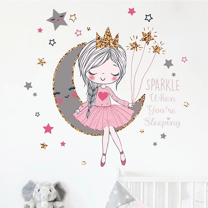 Chic Little Princess Moon Girl Decorative Wall Decals for Kids Room|Home Decor Wall Stickers