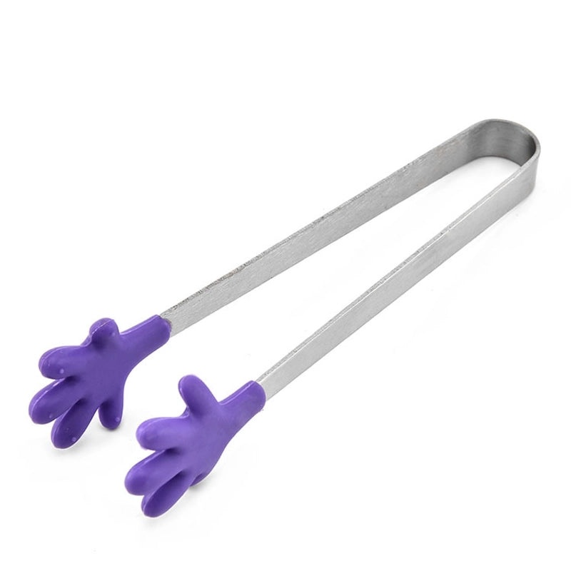 Silica Gel Food Tongs with 430 Stainless Steel Handle - Casual Solid Color Design | Kitchen Utensils
