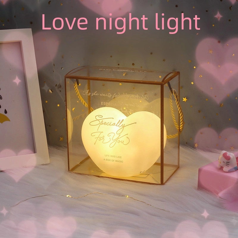 Romantic Heart-Shaped Nightlight for Girls | Valentine's Day Wedding Home Decor Gift | Creative Love Atmosphere Lamp | Holiday Present Light | Li