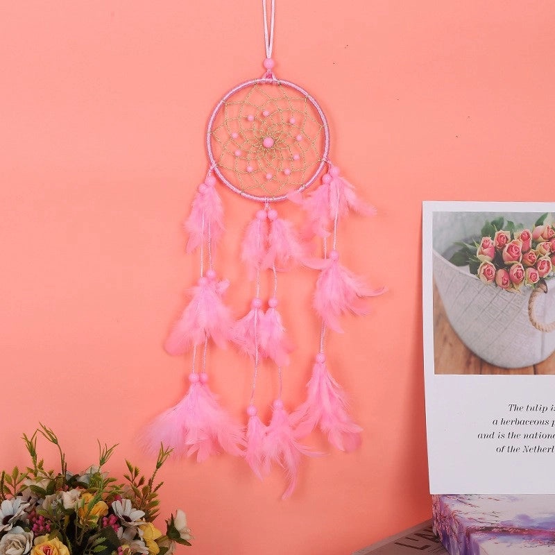 Boho Chic Dreamcatcher with Wooden Beads and Feathers | Home Decor