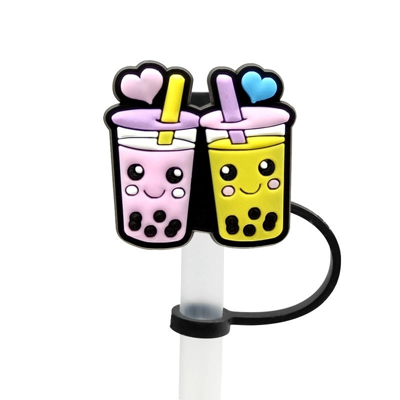 Cute Animal Letter Silicone Straw Cap for Drink Decorations Casual Elegant Style | Drink Accessories