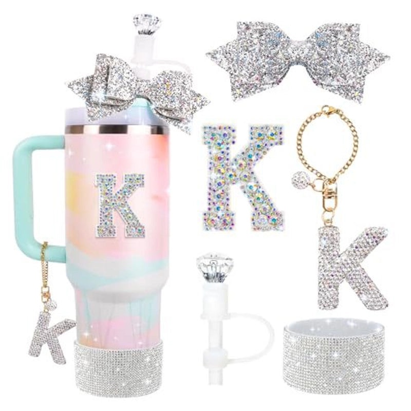 Glamorous Bow Letter Silicone Cup Sleeve Set | Drinkware Accessories