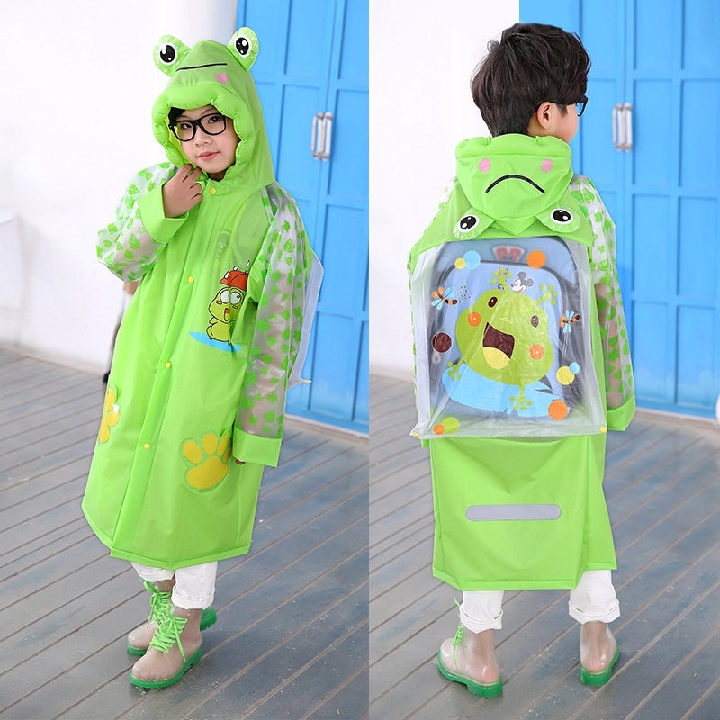 Kids Inflatable PVC Rain Poncho with Bag Portable Waterproof One-piece Cute Student Outdoor Raincoat|Children's Rainwear