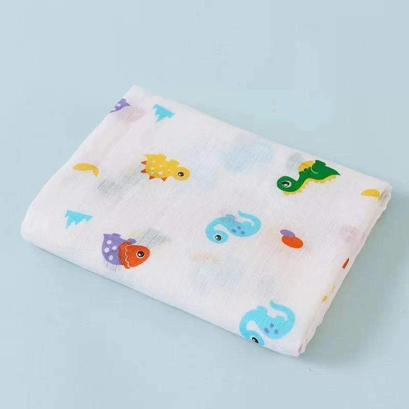 Double-layer Cotton Gauze Baby Swaddle Blanket Printed Bath Towel Sunshade Cart Cover|Baby Care Accessories