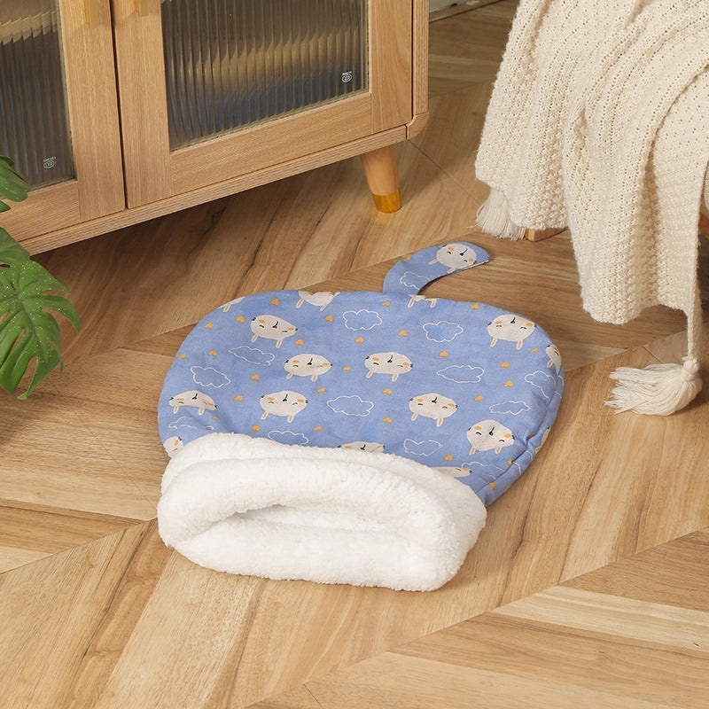 Cozy Japanese Style Cat Nest Warm Plush Semi-Closed Sleeping Bag Removable Washable Pet Mattress|Pet Beds & Furniture