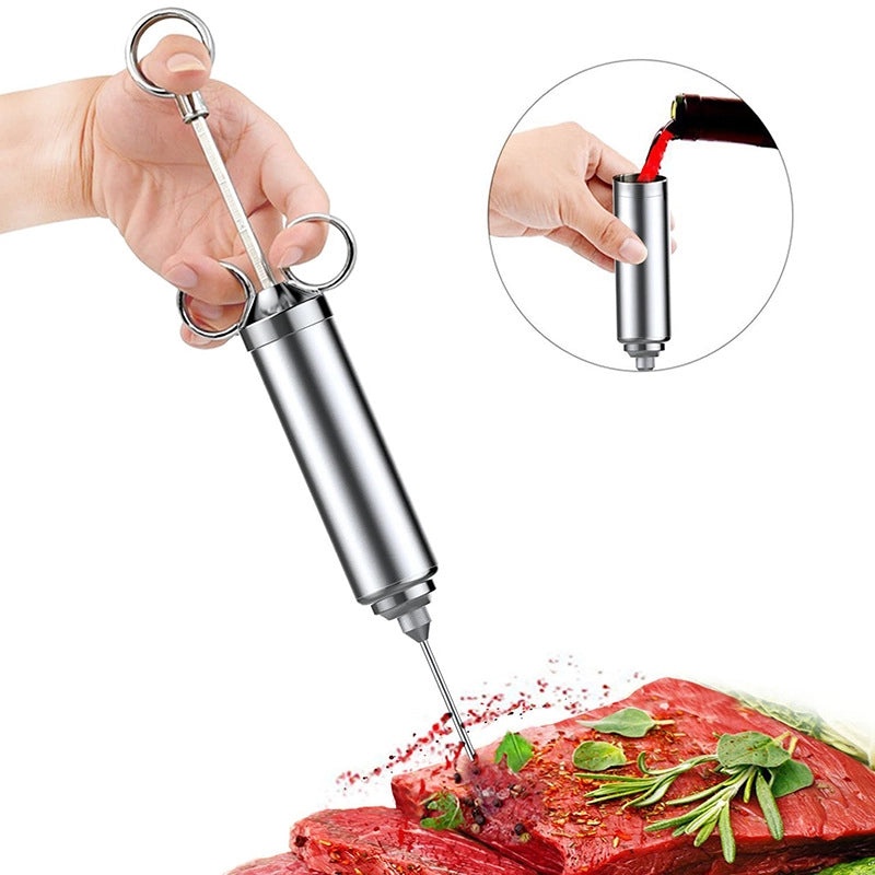 BBQ Meat Injector Syringe with 3 Needles for Turkey and Steak Seasoning | Kitchen & Dining Tools